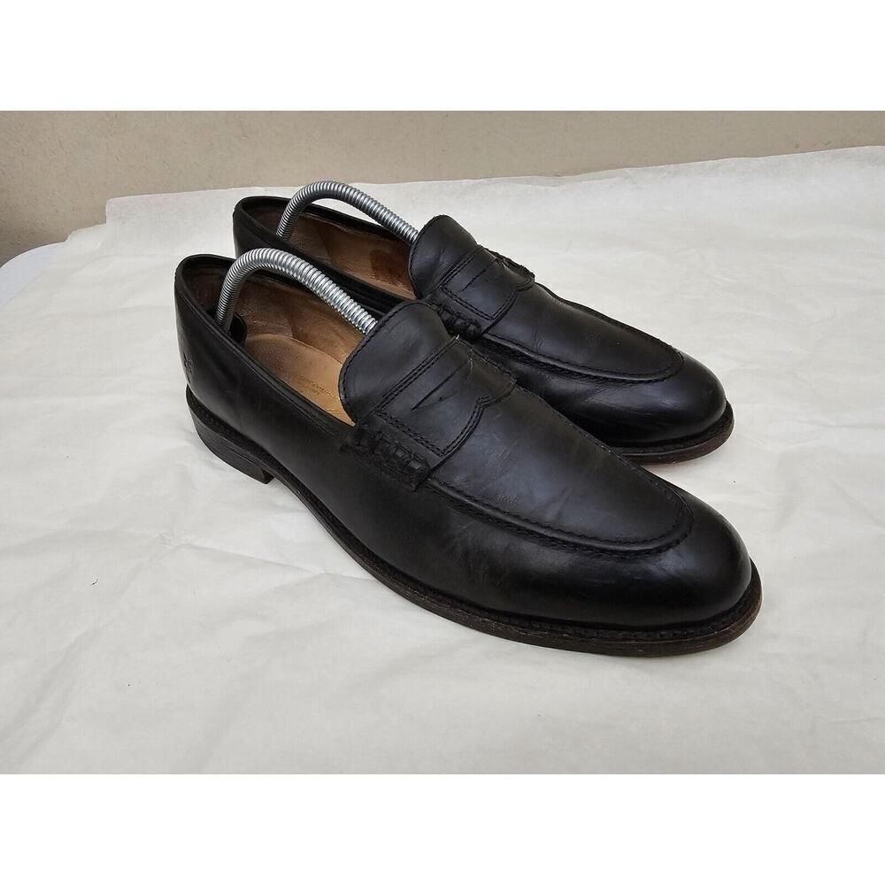 Frye John Addison Mens 9.5 D Black Leather Penny Loafers Dress Shoes Slip On